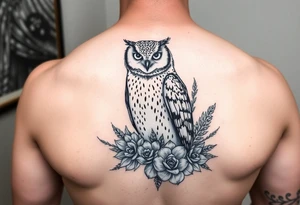 Barn Owl with Succulents tattoo idea