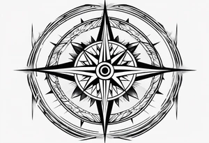 simple basic compass rose with long lines tattoo idea
