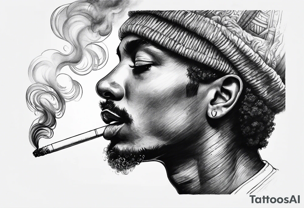 Draw me black smoke coming out of a cigarette tattoo idea
