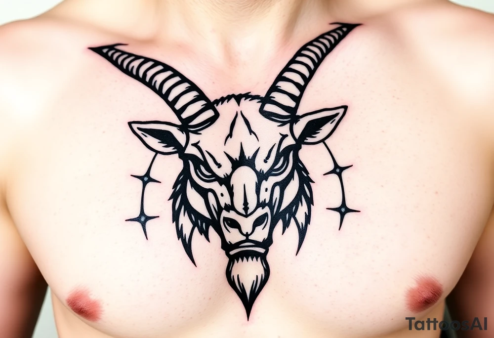 Capricorn head  10x15 cm 
Can’t be angry looking tattoo idea