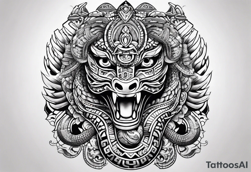 aztec snake sleeve tattoo idea