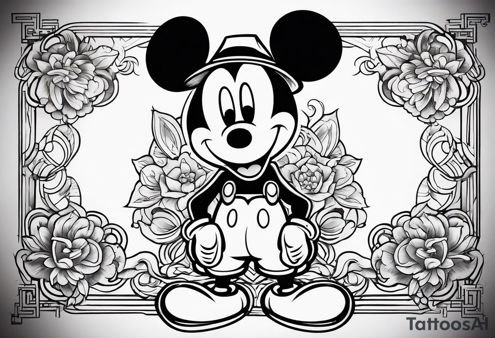 Mickey Mouse but in the form of a gangster tattoo idea