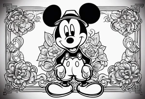 Mickey Mouse but in the form of a gangster tattoo idea