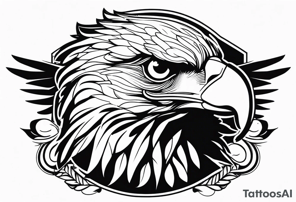 realistic eagle full body  sit face front tattoo idea