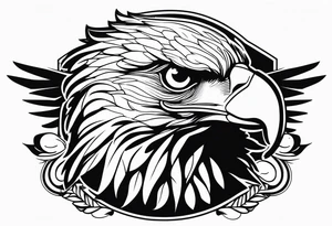 realistic eagle full body  sit face front tattoo idea