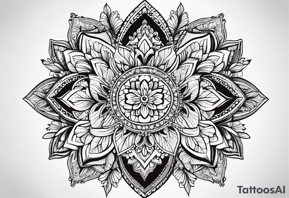 Mandala with flowers tattoo idea
