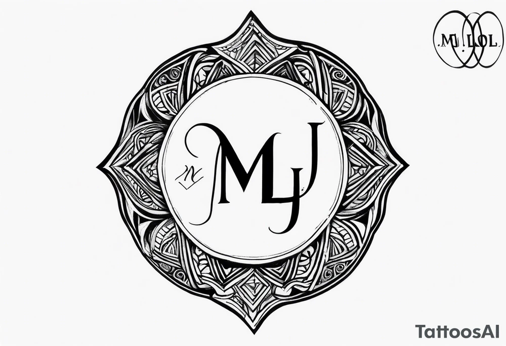 small tattoo on the forearm of a man with the initials MLJ, date of birth 22/09/22 in the style of a moluccan tattoo tattoo idea