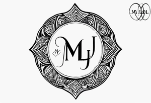 small tattoo on the forearm of a man with the initials MLJ, date of birth 22/09/22 in the style of a moluccan tattoo tattoo idea