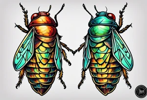 Neo traditional cicada tattoo idea