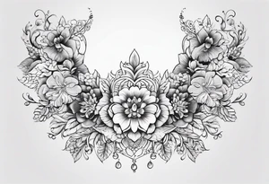 small long ornate floral sternum tattoo tattoo idea