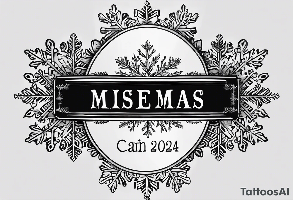 Christmas 2024 personalized name banner on a 20 oz tumbler minimalist snowflake motif tattoo idea