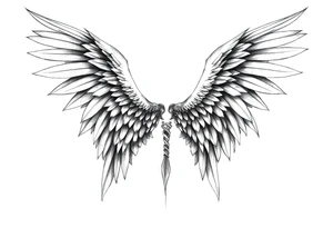 Realistic long angelwings on a back tattoo idea