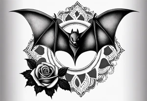 bat and rose tattoo idea