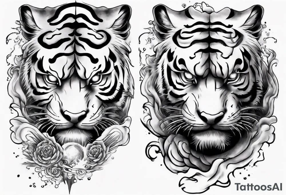 Tiger Warrior sleeve tattoo with lightning and the sun
Forearm sleeve tattoo idea