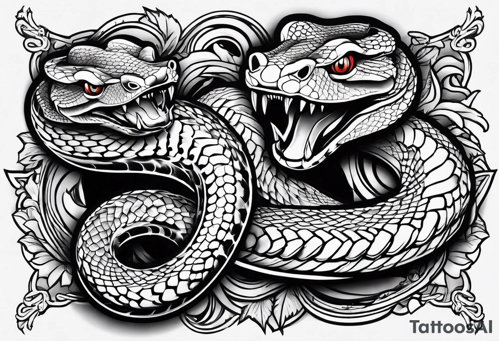 Two snakes fighting tattoo idea