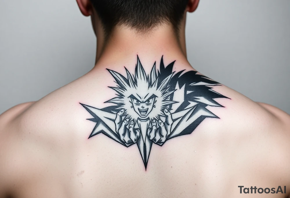 legendary dragonball z scene with energy aura and power effects tattoo idea