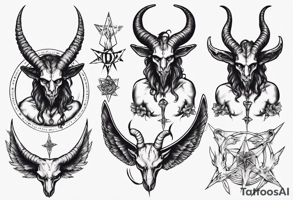 human like Baphomet Sitting tattoo idea