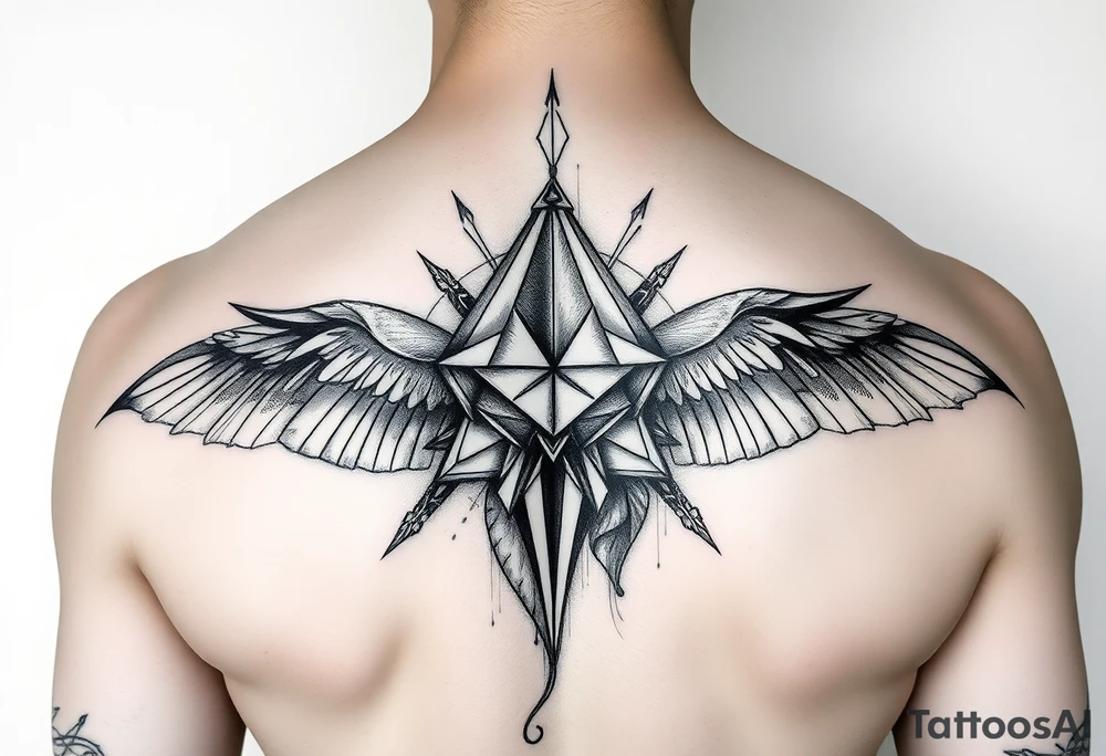Kombinace býka štíra a panny v geometrickém stylu, žebra pod levým prsem, jednoduché, mužské tattoo idea