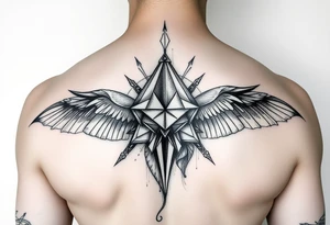 Kombinace býka štíra a panny v geometrickém stylu, žebra pod levým prsem, jednoduché, mužské tattoo idea