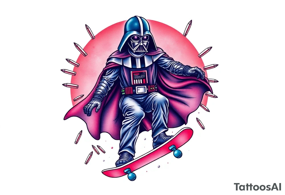 MEMORY TATTOO
Darth Vader skateboarding outdoors, bullets, heaven, star wars>blue and red 
"Darth Carter"
12/29/88-01/06/24 tattoo idea