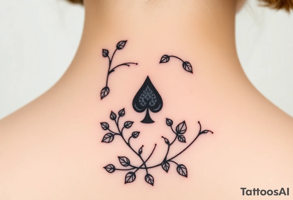 Q of spades surrounded by ivy tattoo idea