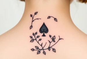 Q of spades surrounded by ivy tattoo idea