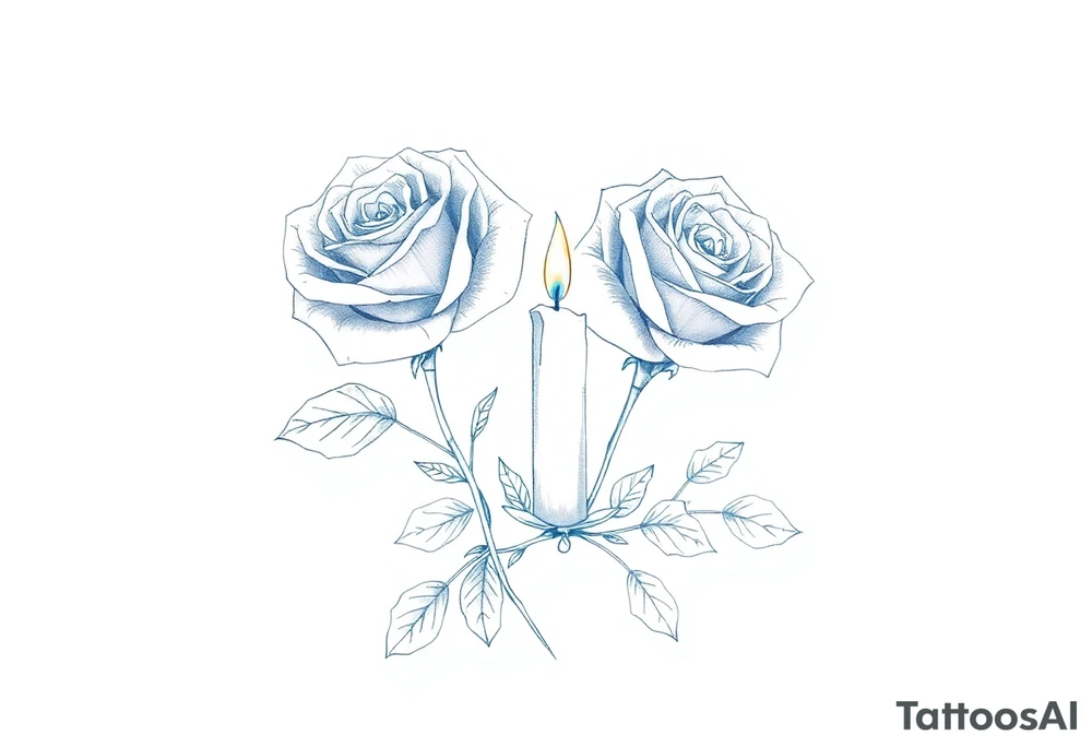Passed love one, two roses, two candles, blue tattoo idea Passed love one, two roses, two candles, blue tattoo idea