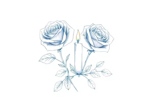 Passed love one, two roses, two candles, blue tattoo idea
