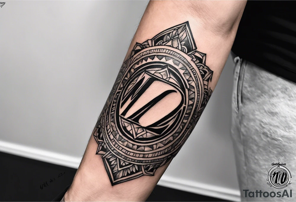 small tattoo on the forearm of a man with the initials MLJ, date of birth 22/09/22 in the style of a moluccan tattoo tattoo idea