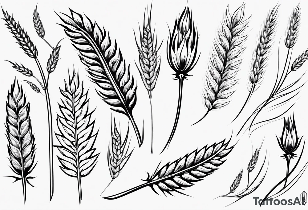 need a shape of a wheat spike and inside it write
(ستملأ الوادي سنابل…) tattoo idea