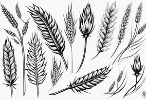 need a shape of a wheat spike and inside it write 
(ستملأ الوادي سنابل…) tattoo idea