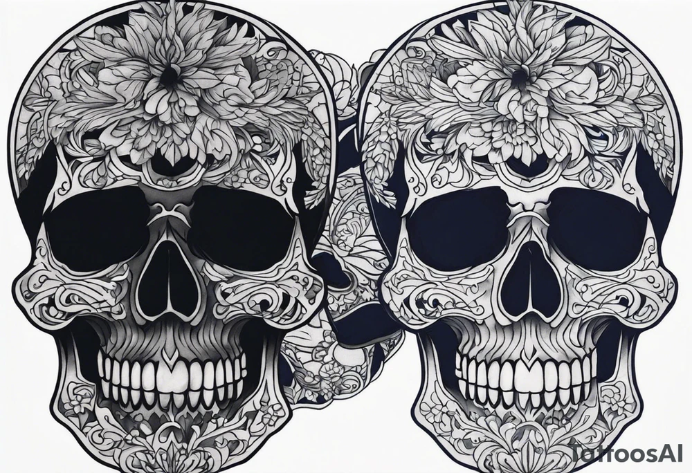 Coverup navy theme skull dark tattoo idea