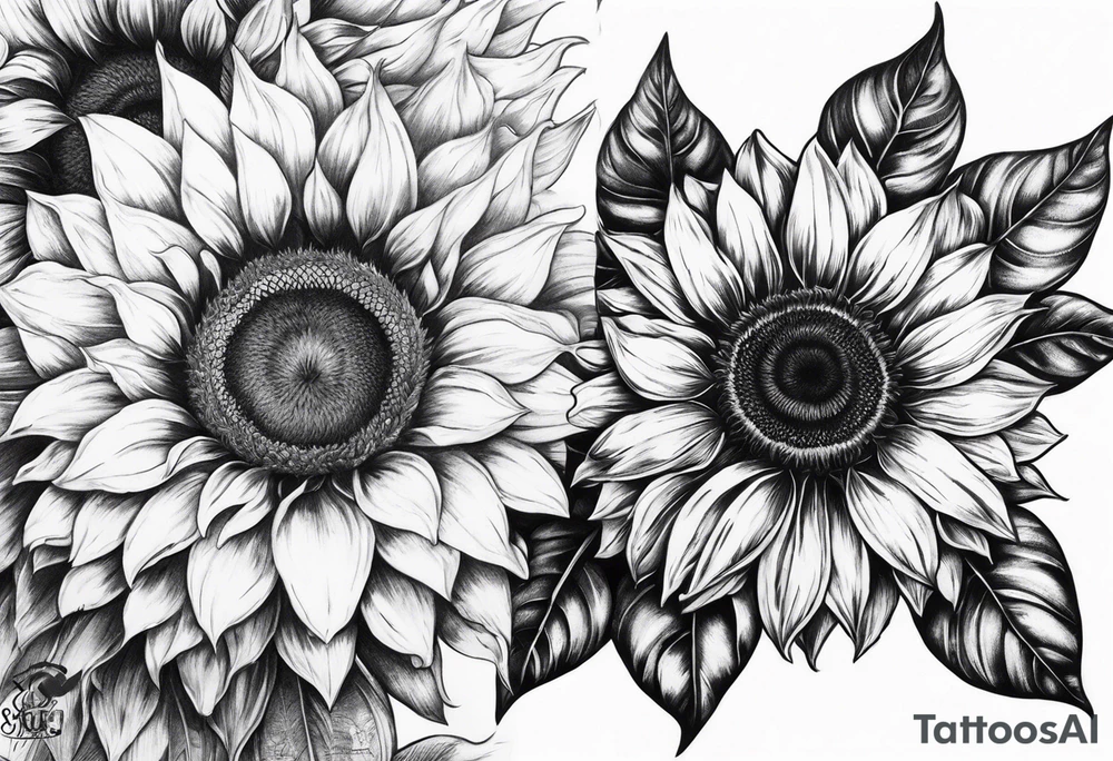 Half Capricorn half sunflower tattoo idea