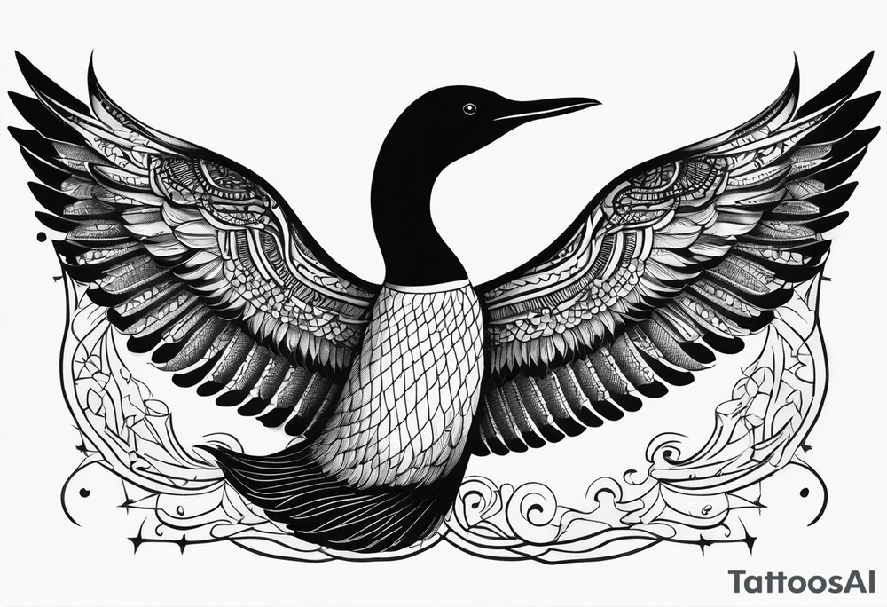 Loon stretching wings tattoo idea