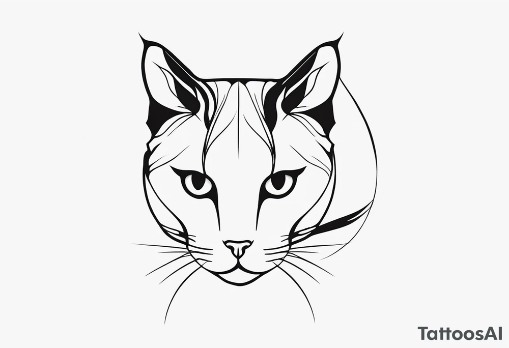 left side profile of a cat face tattoo idea