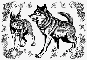 two wolves dancing salsa tattoo idea