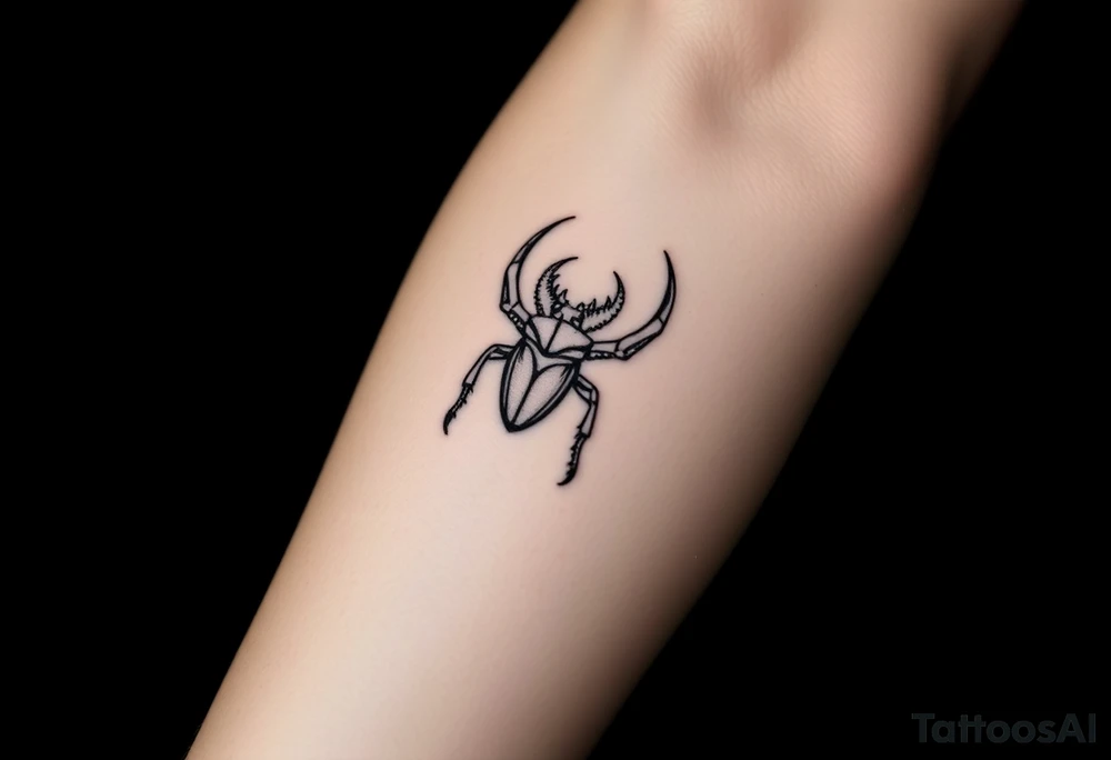Hercules beetle in a tribal lineart style tattoo idea