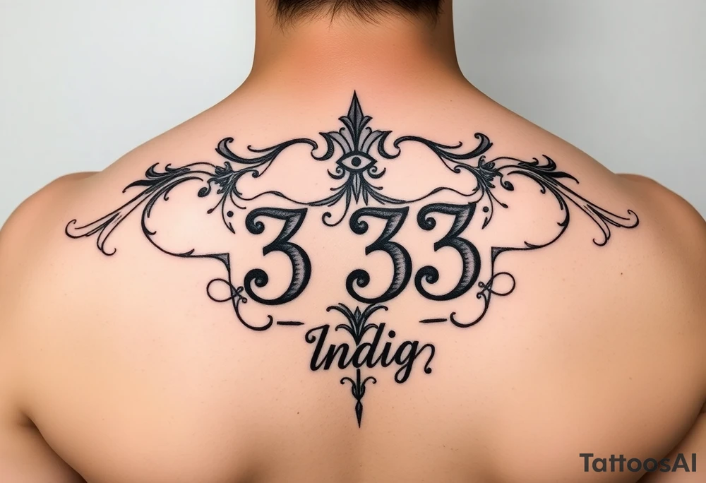 Spiritual number 333 with the name indigo in it tattoo idea