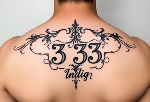Spiritual number 333 with the name indigo in it tattoo idea