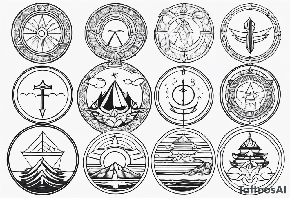 Symbols of the twelve Olympian gods tattoo idea