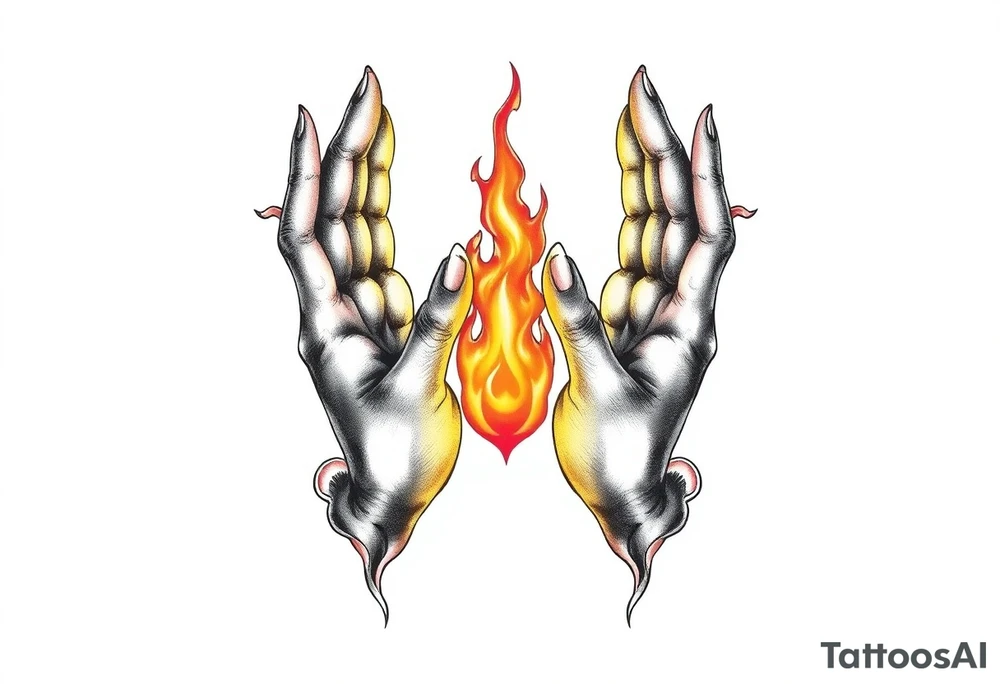 Fire between hands tattoo idea