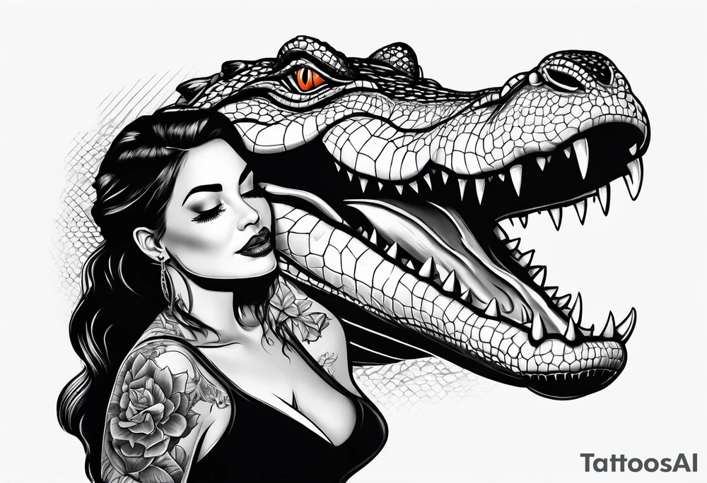 Alligator eating a woman tattoo idea