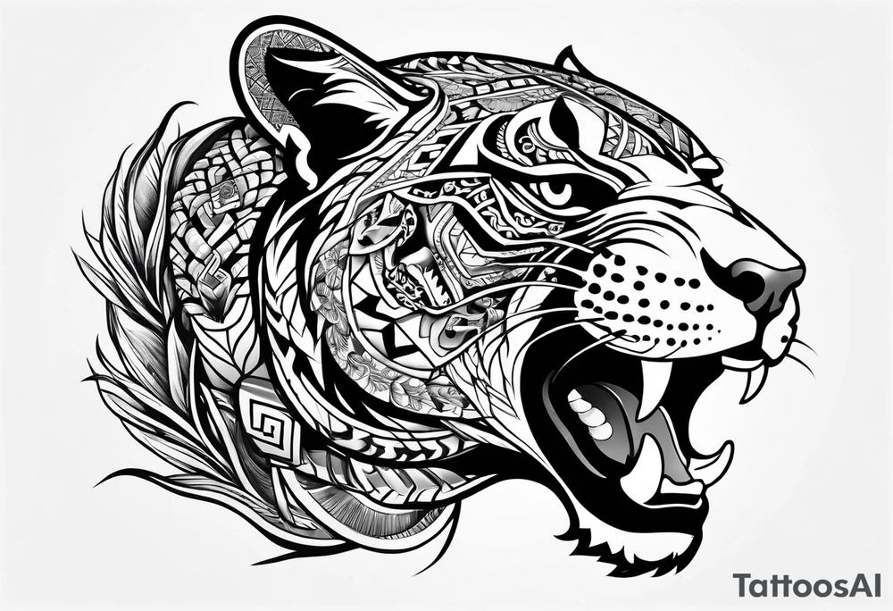 aztec black jaguar with snake tattoo idea