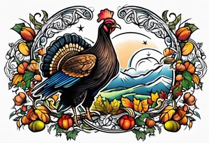 medieval turkey at thanksgiving tattoo idea