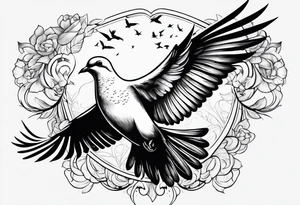 Dove flying horizontally tattoo idea