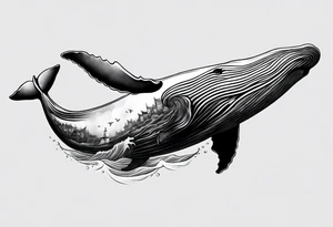 Humpback whale tail sticking out of ocean tattoo idea