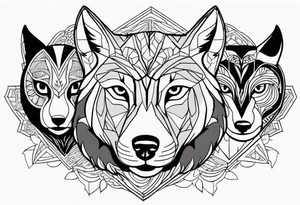 A Wolf as a father, an owl as the son and a lioness as the daughter. tattoo idea