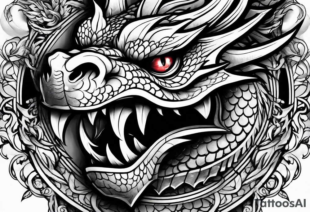 Dragon face tattoo idea
