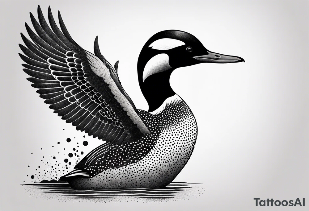 A loon with its wings spread looking badass and tough tattoo idea