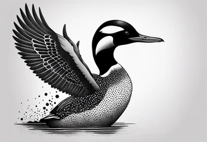 A loon with its wings spread looking badass and tough tattoo idea